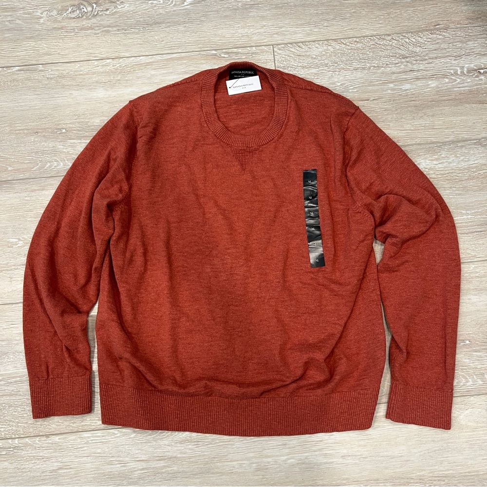 NWT Banana Republic Organic Cotton Sweater Red Orange Long Sleeve XL